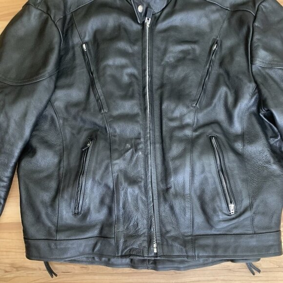 Interstate Leather Biker Motorcycle Riding Jacket Black Mens 3XL Quilted Lined - Picture 5 of 16